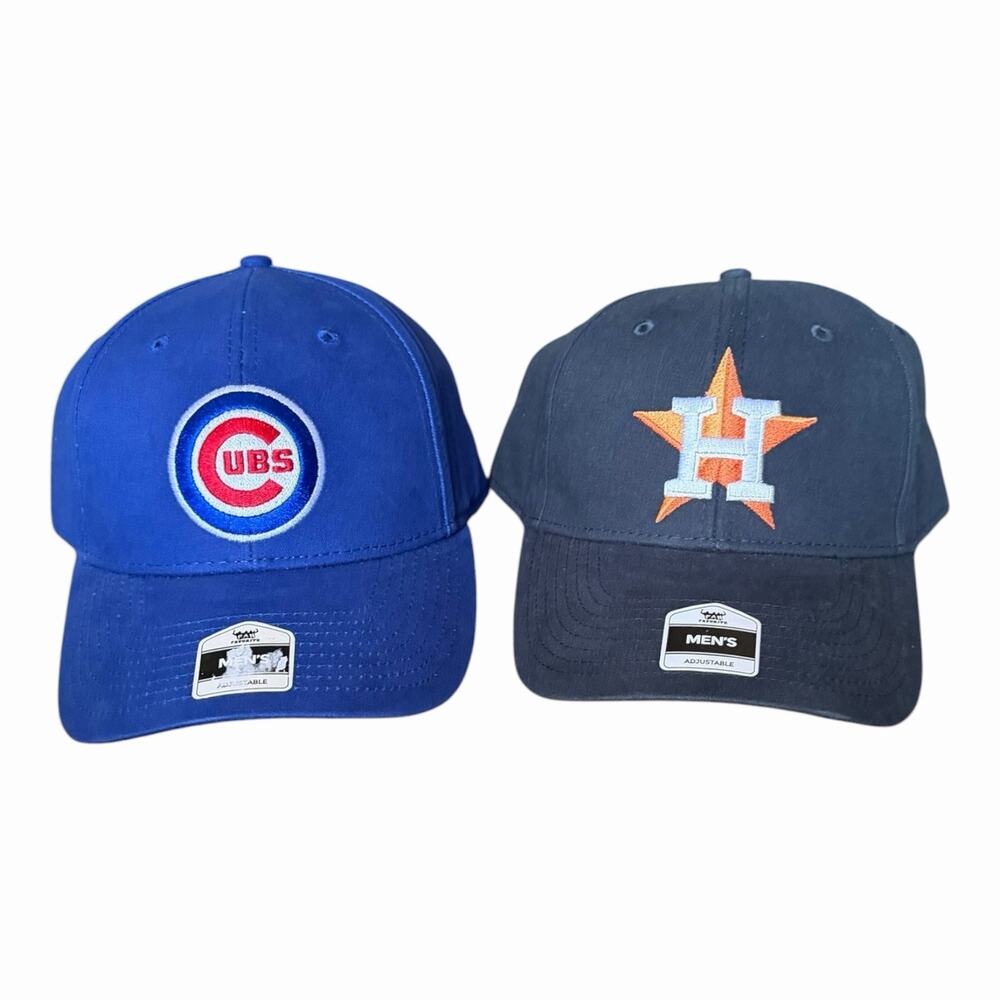 MLB Chicago Cubs Houston Astros Baseball Hats Lot of 2 Adjustable Caps NWT
